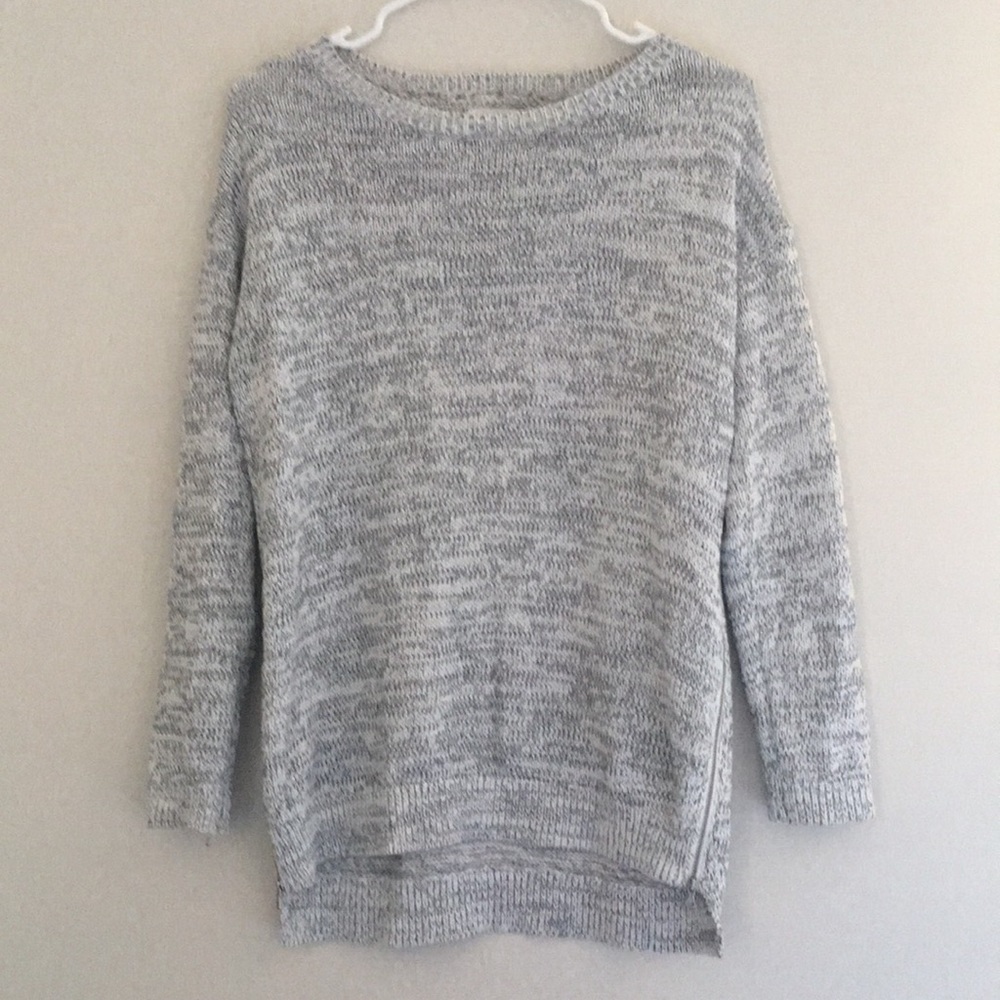 Lou & Grey marled side zip tunic sweater gray S